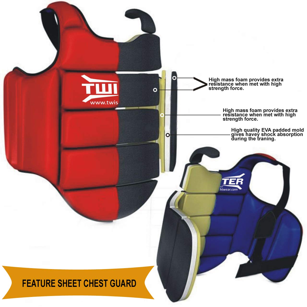 Twister Karate Taekwondo Boxing Muay Thai Mma Chest Guard  Reversible Chest Protector  Martial Arts Upper Body Ribs Protection P