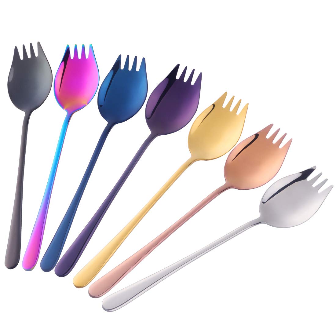 7-Pack 8.5 Inch 18/10 Stainless Steel Spoon Sporks For Household Use Camping Travel Hiking