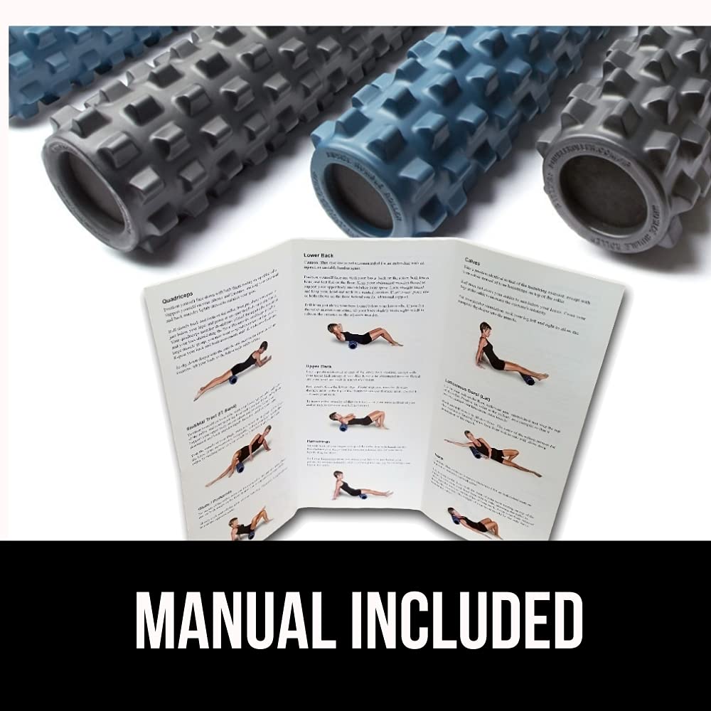 Rumbleroller - Extra Firm Textured Muscle Foam Roller Manipulates Soft Tissue Like A Massage Therapist (Black, Compact)