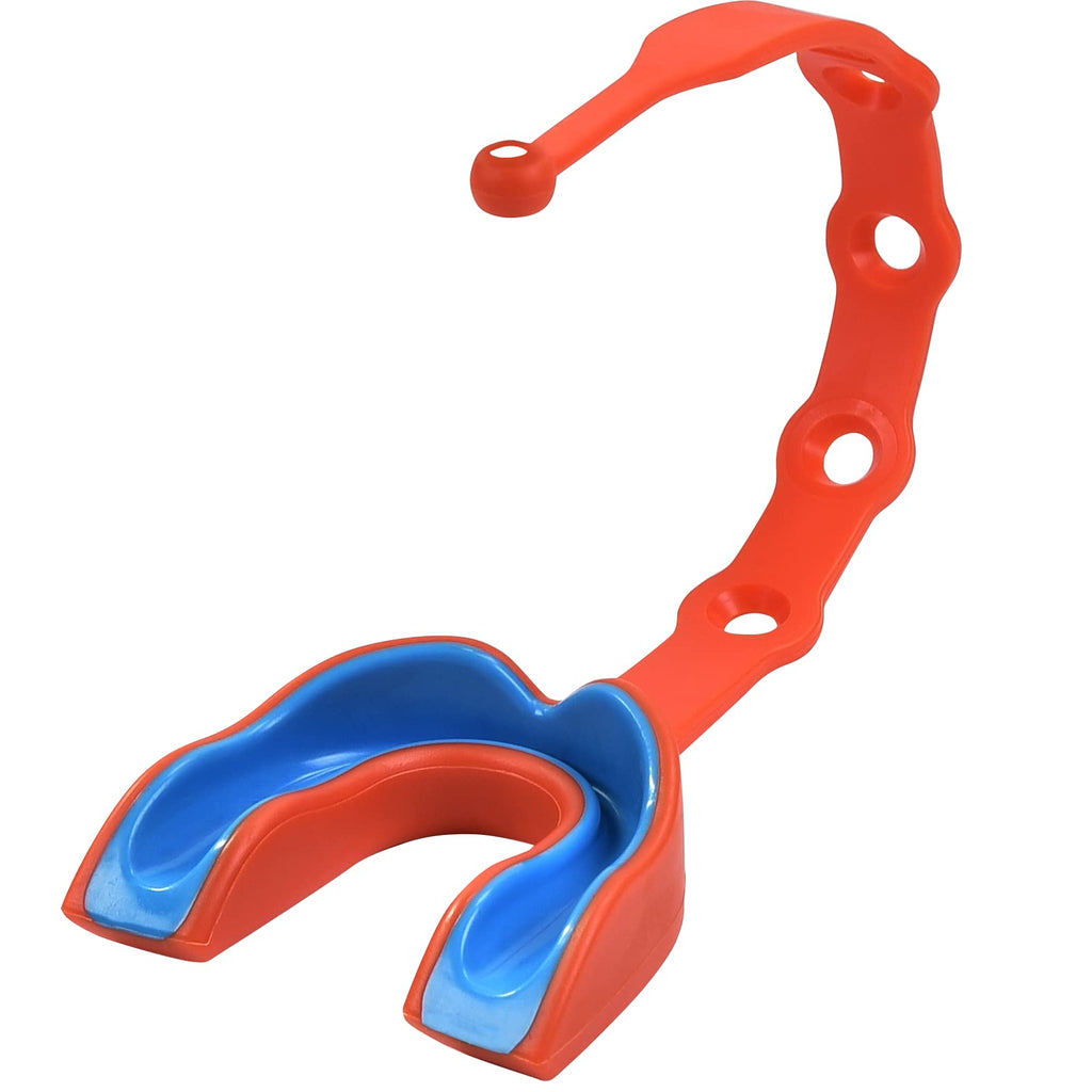 Oral Mart Orange/Blue Strapped Youth Mouth Guard For Kids - Sports Mouthguard With Strap For Football, Ice Hockey, Lacrosse, Tae