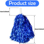 Hooshing 12Pcs Cheerleading Pom Poms Metallic Foil Royal Blue With Plastic Handles For Team Sports Dance Party