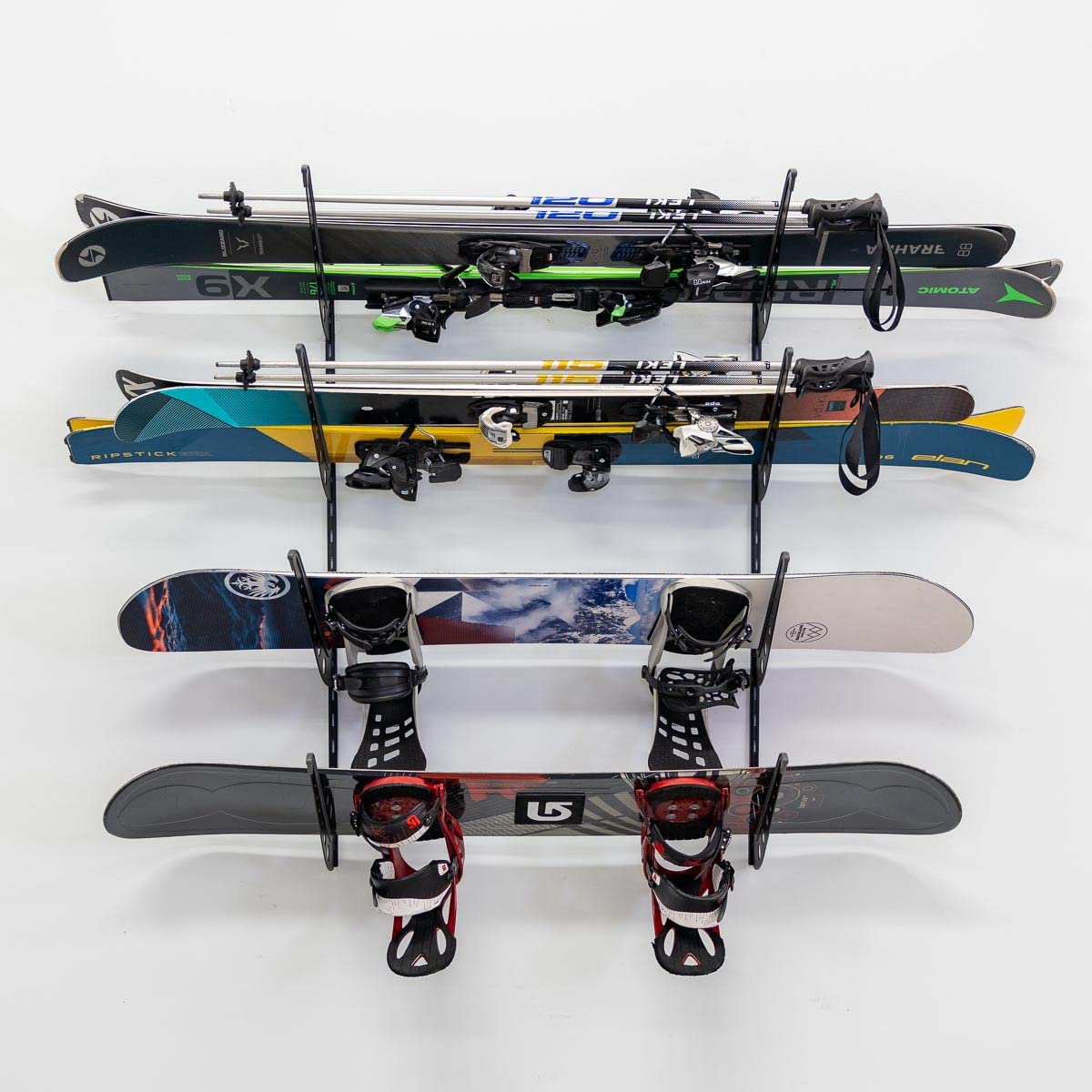 Storeyourboard Adjustable Snowboard Storage Rack, Wall Mount 4 Board Display