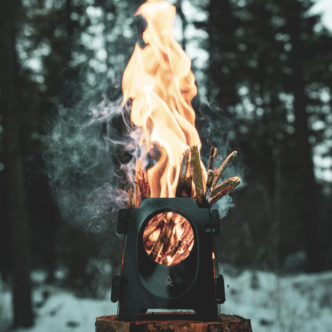 Berleben Stker Wood Burning Camp Stove - Stainless Steel Portable Stove For Camping, Backpacking, & Hiking - 18Oz Folding Campin