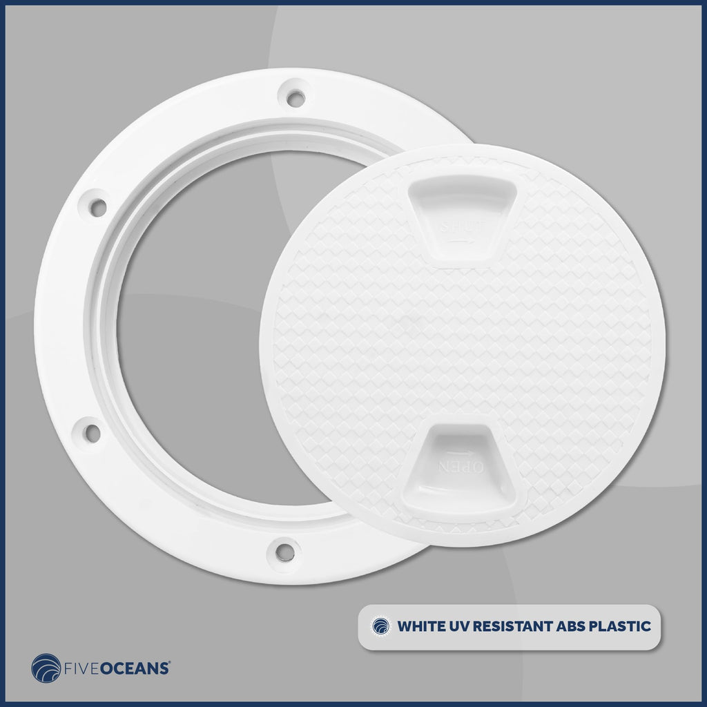 Five Oceans 4'' Boat Hatch, Marine Access Hatch, Round Inspection Deck Plate Hatch With Detachable Cover, Non-Skid, Uv Resistant