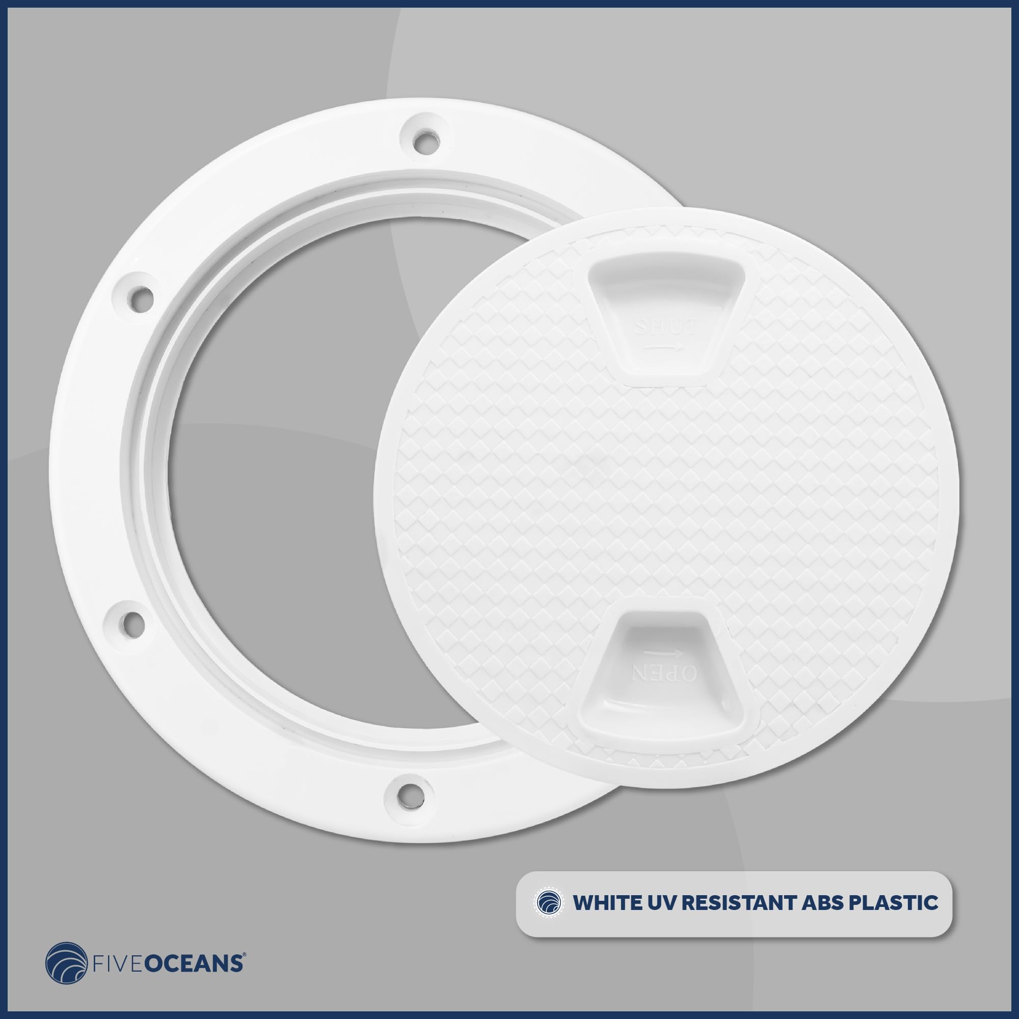 Five Oceans 4'' Boat Hatch, Marine Access Hatch, Round Inspection Deck Plate Hatch With Detachable Cover, Non-Skid, Uv Resistant