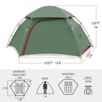 Kazoo Lightweight Backpacking Tent 2 Person Waterproof Camping Tents 2 People Hiking Tents Two Person Aluminum Poles Double Laye