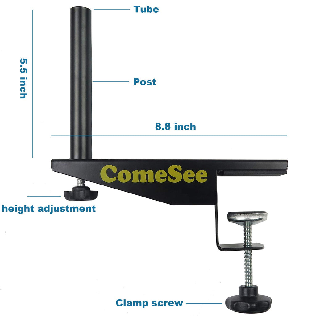 Comesee Professional Table Tennis Ping Pong Net Post Set Strength Screw Clamp With Net Clip Insert, 1.5 Inch Width Grip Holder,