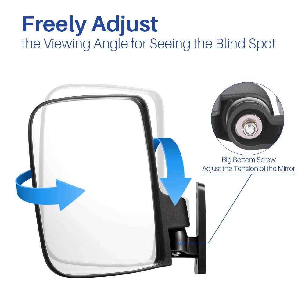 Betooll Hw9008 Golf Cart Folding Side View Mirrors For Club Car, Ezgo, Yamaha, Star, Zone Carts
