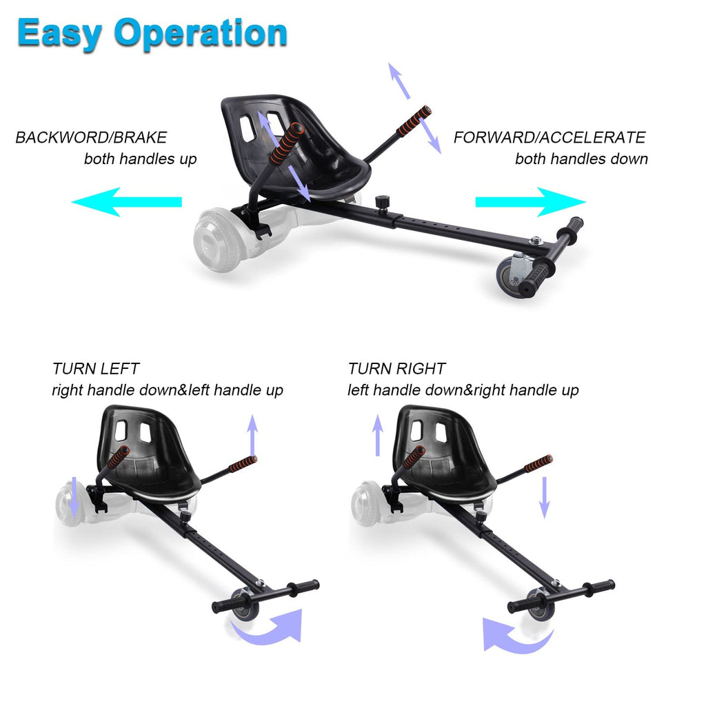 Hoverboard Seat Attachment 265Lbs Capacity, 25-33.3 Adjustable Length Hover Board Go Kart Accessory W/Comfortable&Sturdy Seat,Go