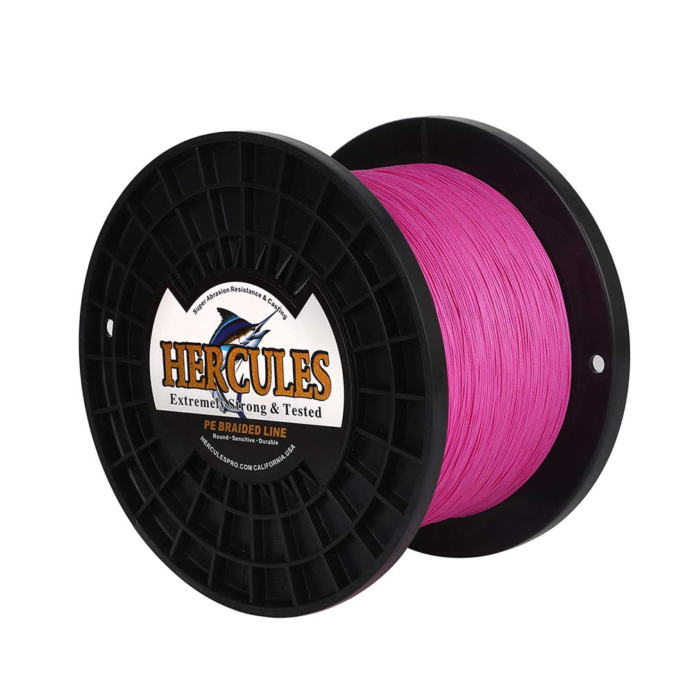 Hercules Braided Fishing Line 2000M 2187Yds 10Lbs-200Lbs Pe Superline 8 Strands (Pink 200Lb/90.7Kg 0.75Mm)