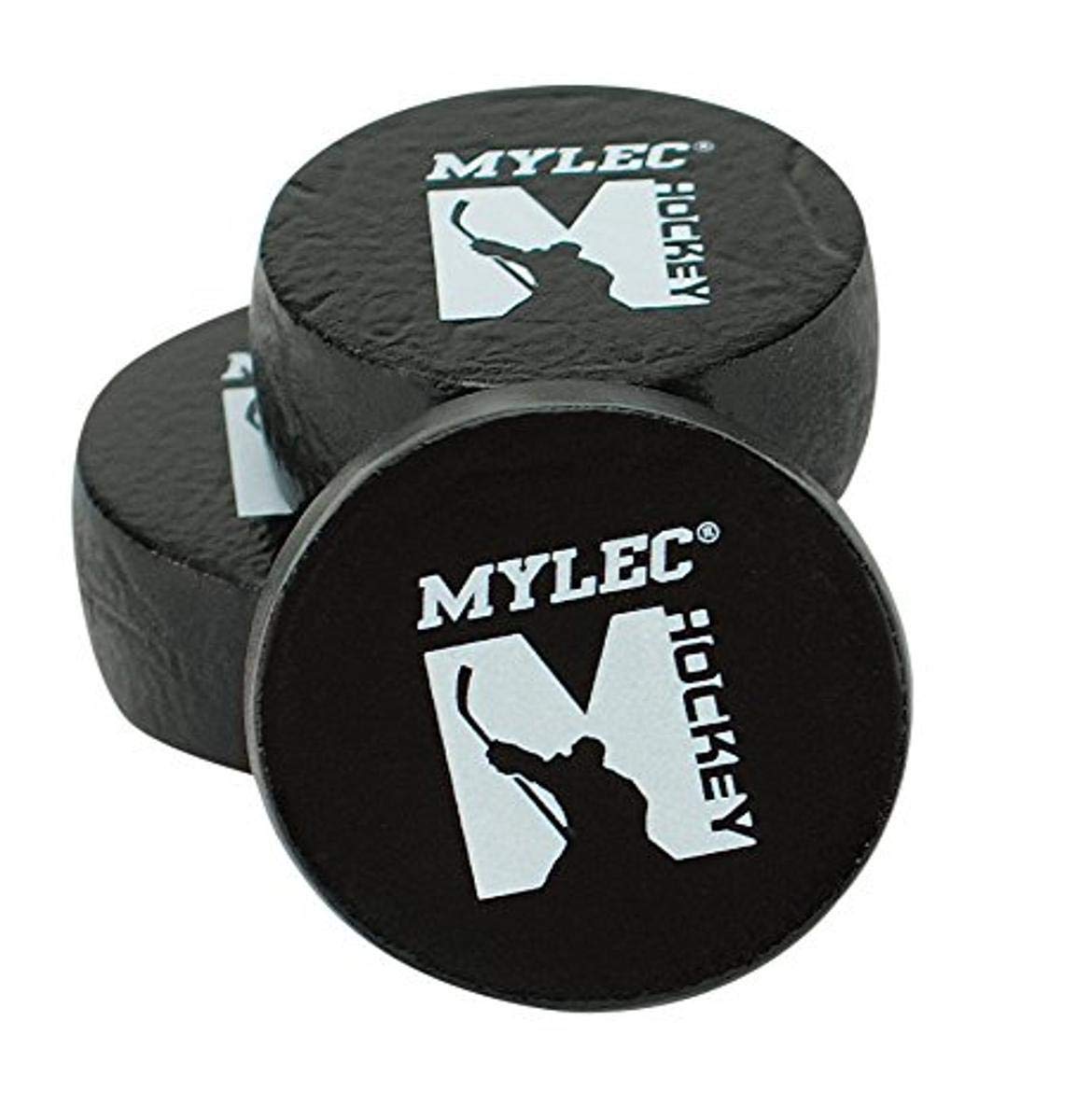 Mylec Mini Hockey Pucks For Indoor Use, Lightweight, Foam Filled, One-Size (Black, Pack Of 3)