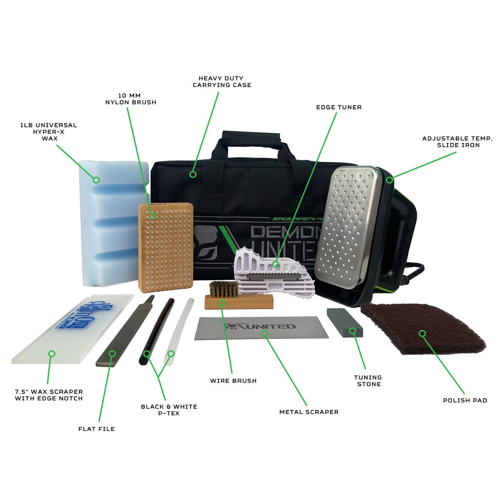 Demon United Snow Ready Ski Tuning Kit & Snowboard Tuning Kit With Iron- Includes 1.06 Lbs Of Wax - Good For Over 20 Ski Or Snow