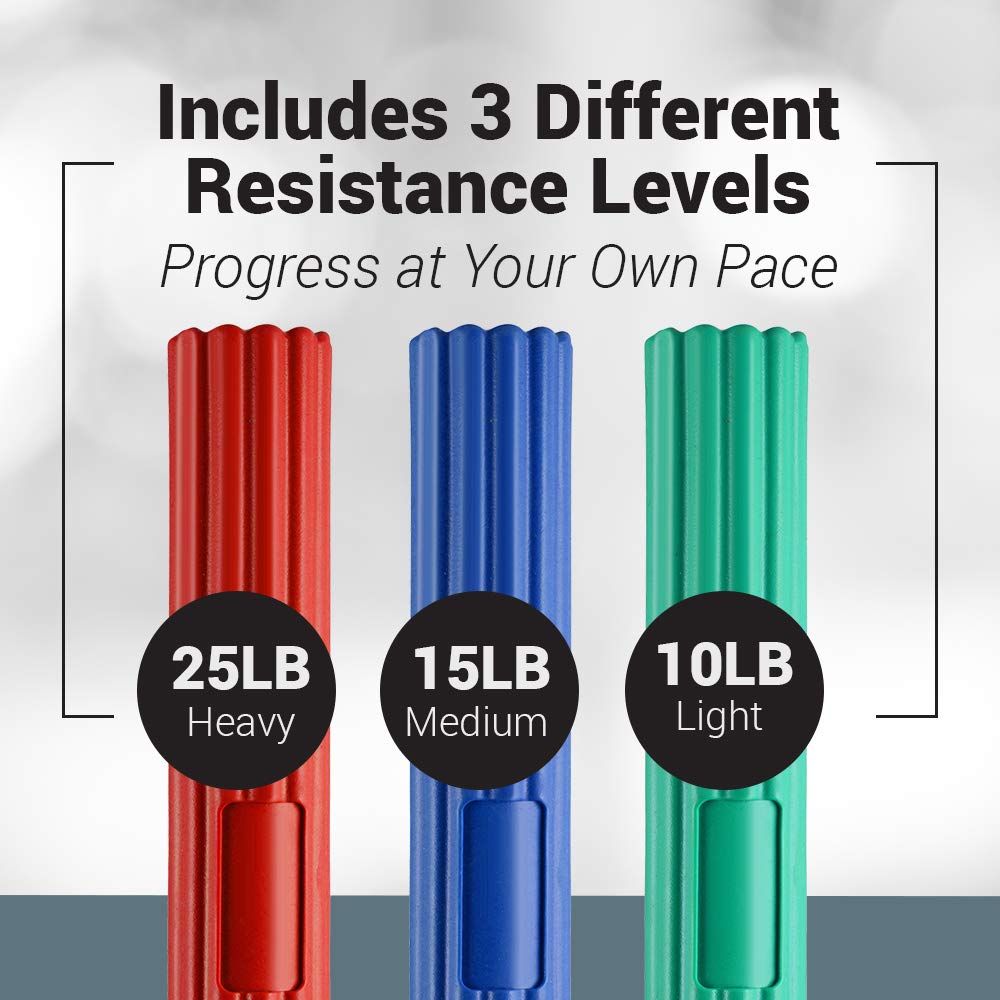 Logest Twist Hand Exerciser Bars - 3 Piece Flexible Bars Strengthener Set - Tennis Elbow, Golfer'S Elbow, Tendonitis, Wrist, For