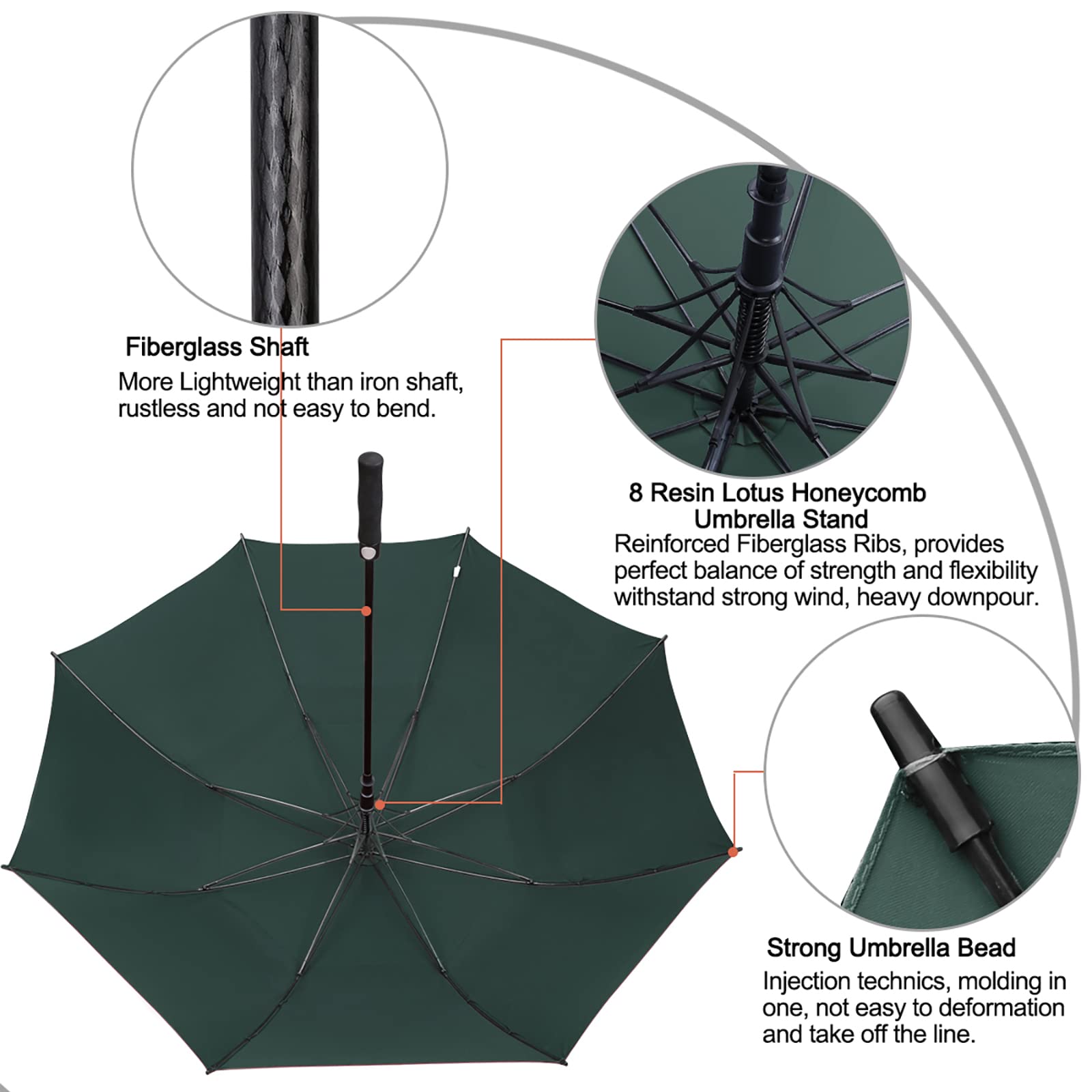 G4Free 62 Inch Automatic Open Golf Umbrella Extra Large Oversize Double Canopy Vented Windproof Waterproof Stick Umbrellas(Dark