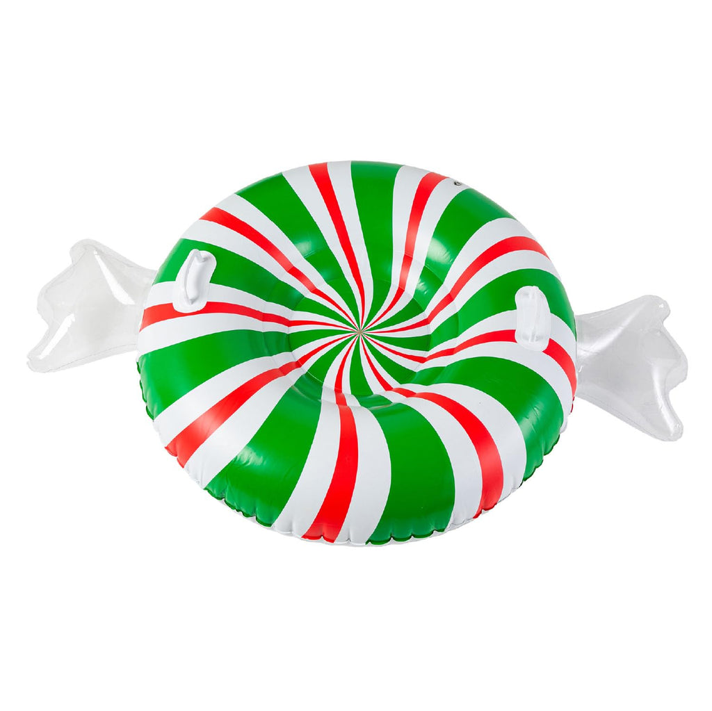 Bigmouth Inc Large 48'' Inflatable Snow Tube For Kids And Adults, Durable Winter Toy For Tubing & Sledding - Peppermint