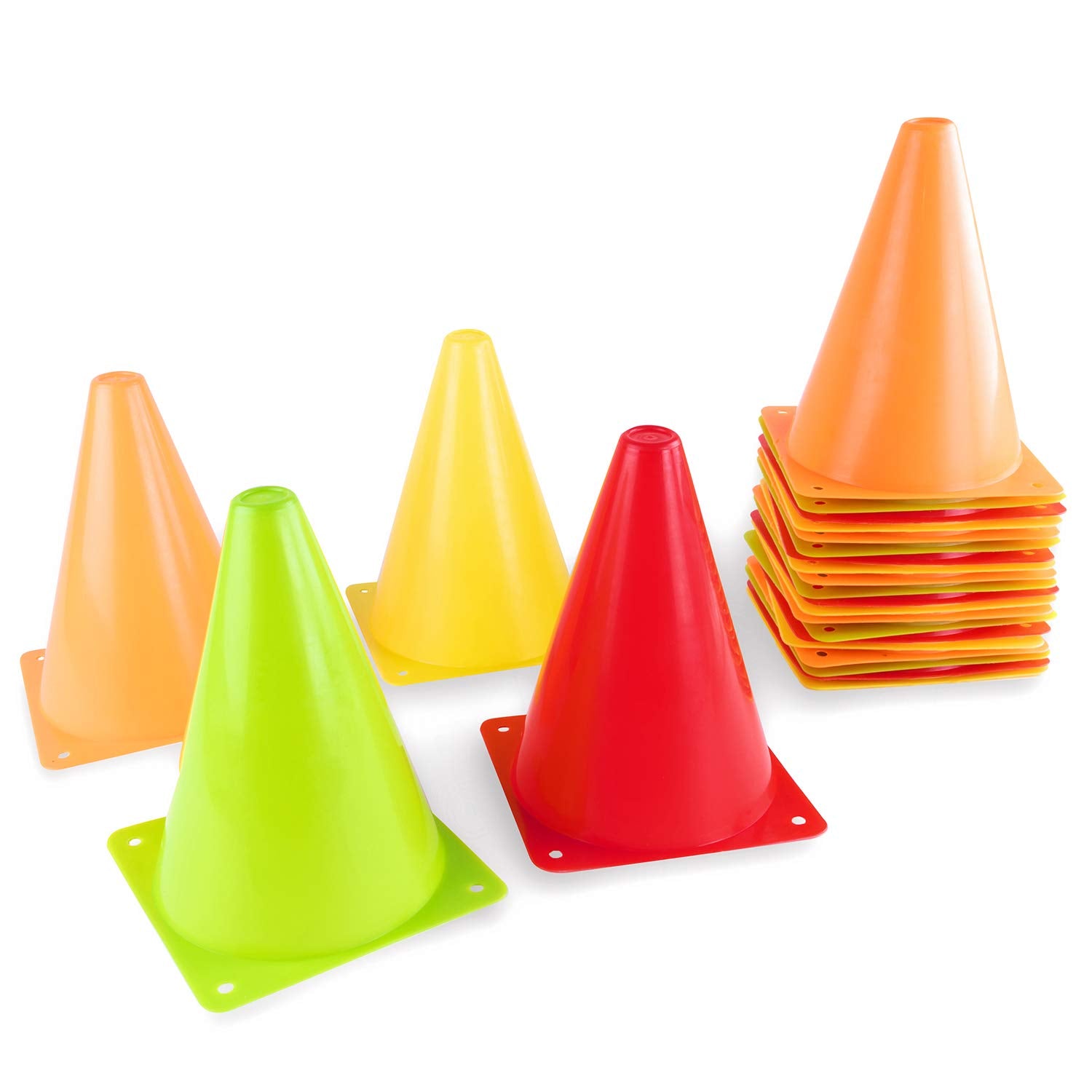 Super Z Outlet 7.5'' Bright Neon Colored Orange, Yellow, Red, Green Cones Sports Equipment For Fitness Training, Traffic Safety