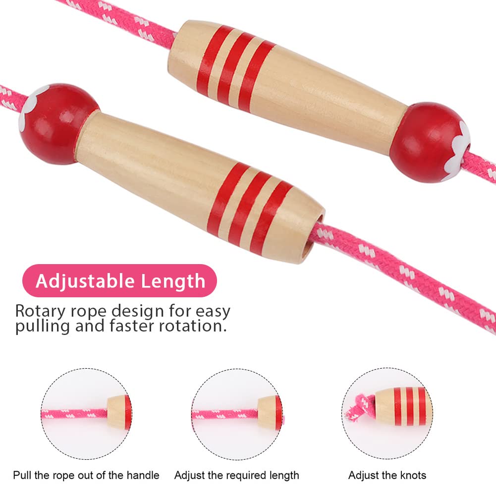 Jump Rope Kids,8.5Ft Adjustable Cotton Skipping Rope With Wooden Handle For Boys And Girls Fitness Outdoor Exercise (Red)