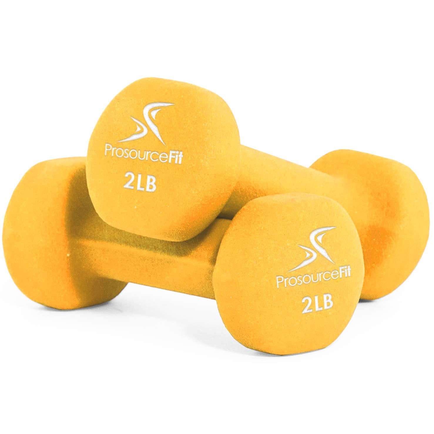 Prosourcefit Set Of 2 Neoprene Dumbbell Coated For Non-Slip Grip, Yellow - 2Lb