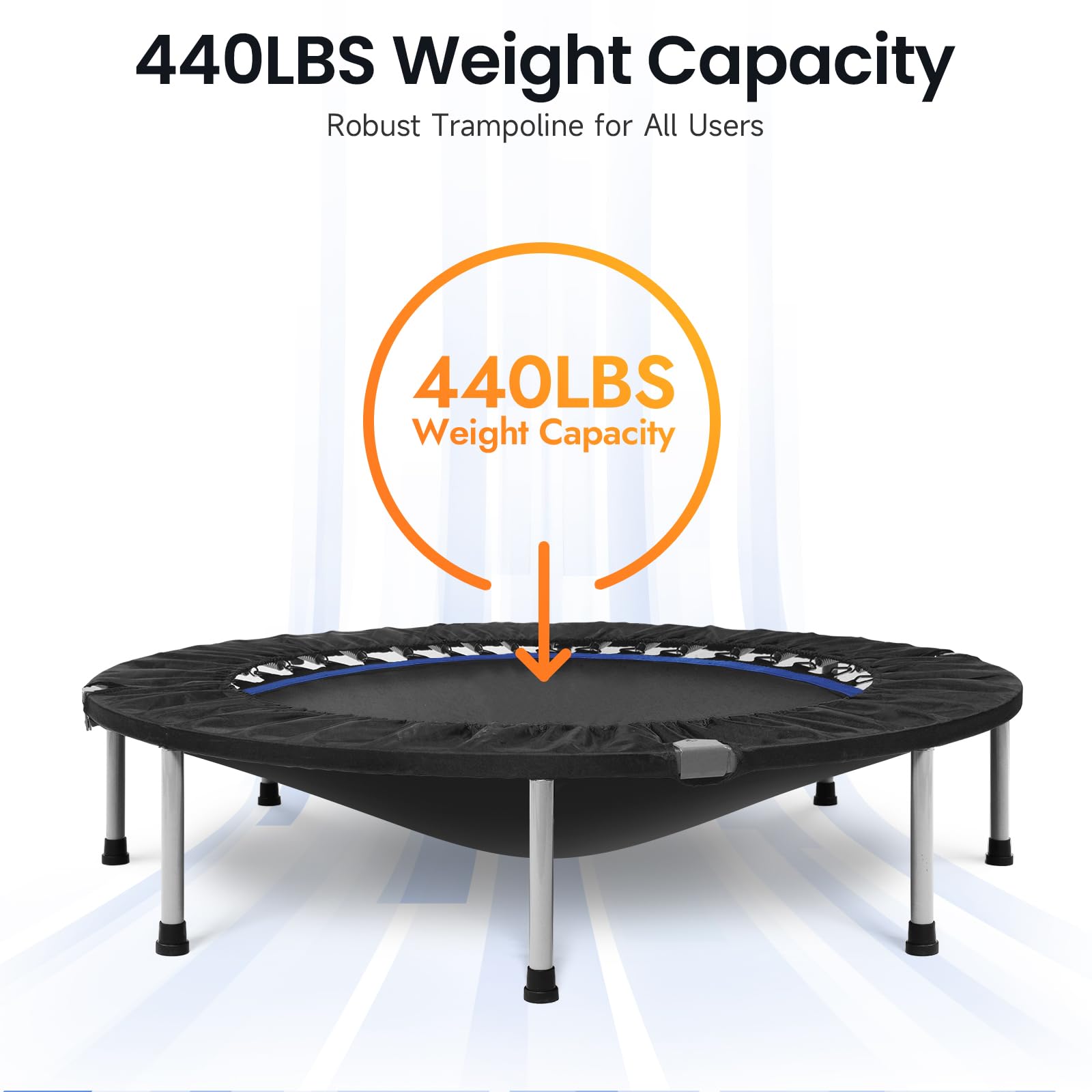 Bcan 48'''' Foldable Mini Trampoline For Adults Max Load 440Lbs, Fitness Rebounder With Adjustable Foam Handlebar, Exercise Tram