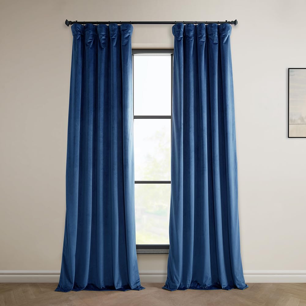 Hpd Half Price Drapes Heritage Plush Velvet Curtains For Bedroom  Living Room 50 X 84, Vpyc-198604-84 (1 Panel) Pisces Blue