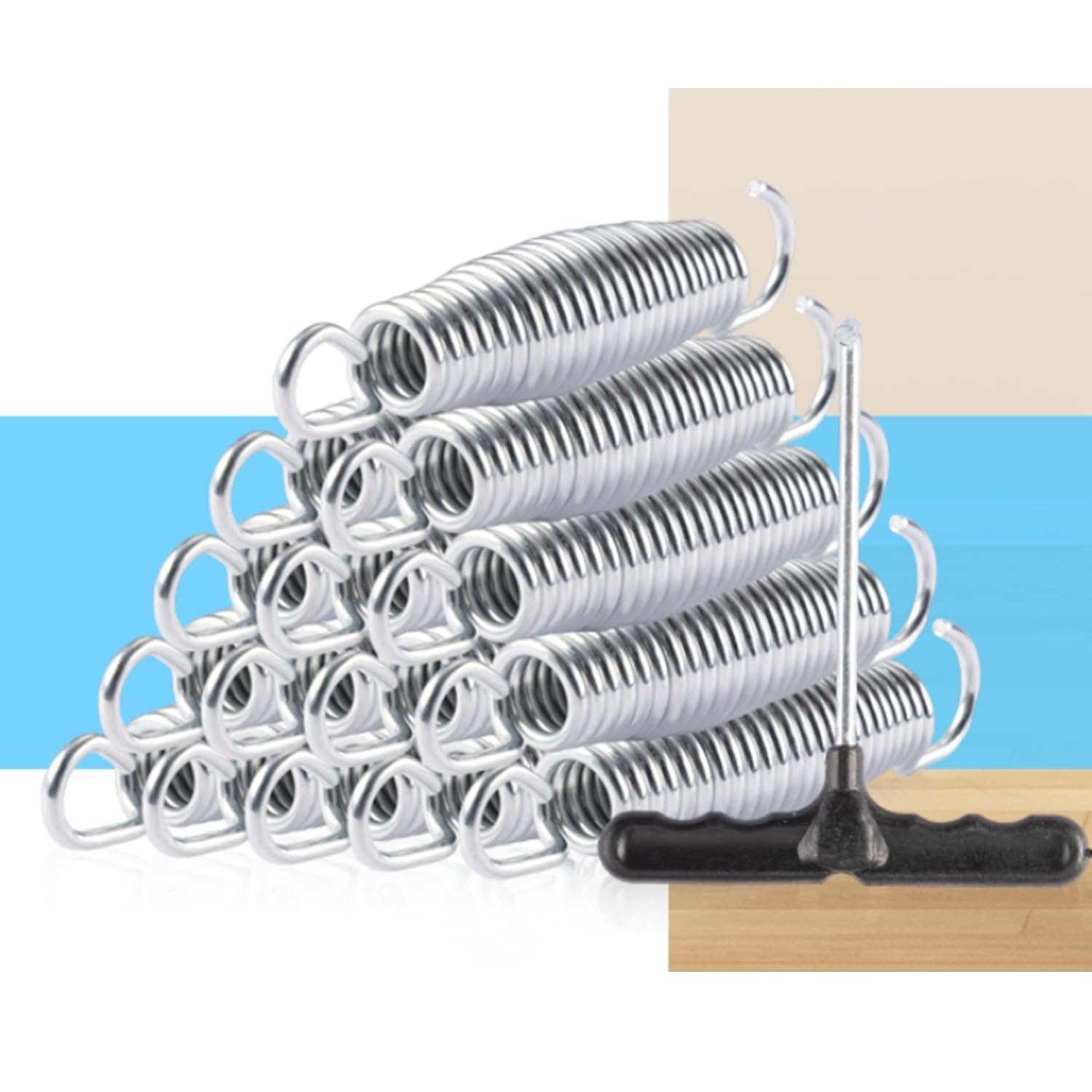 frymmx 5.5 Heavy Duty Trampoline Replacement Springs & Spring Tool, 12pcs Rust-Proof Stainless Steel Springs for 8ft-14ft Trampo