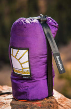 Thesunnysideshoppe Sunnysack Lightweight Heavy Duty Parachute Nylon Double Hammock With Tree Straps - Sunset (Purple/Orange)