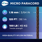 Teceum Micro Paracord - Chocolate - 1.18 Mm X 125 Ft - Micro Utility Cord - Thin Braided Paracord Rope Nylon Polyester - Wind Ch