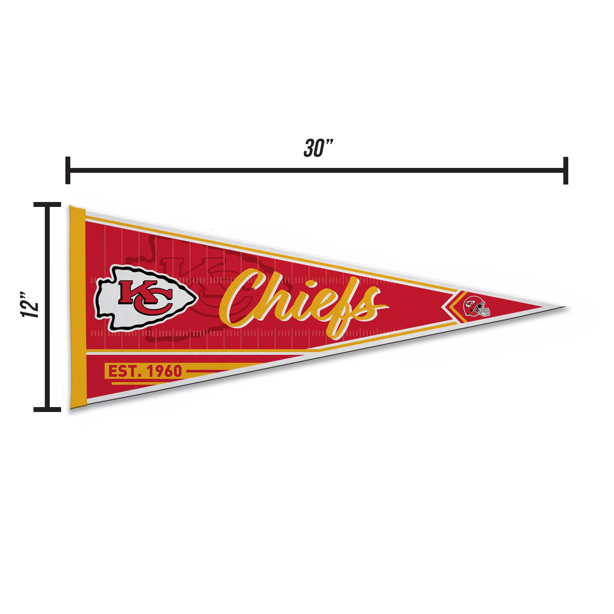 Rico Industries Nfl Football Kansas City Chiefs Classic 12'' X 30'' Felt Wall D  Cor Pennant - Great For Home/Bed Room/Man Cave