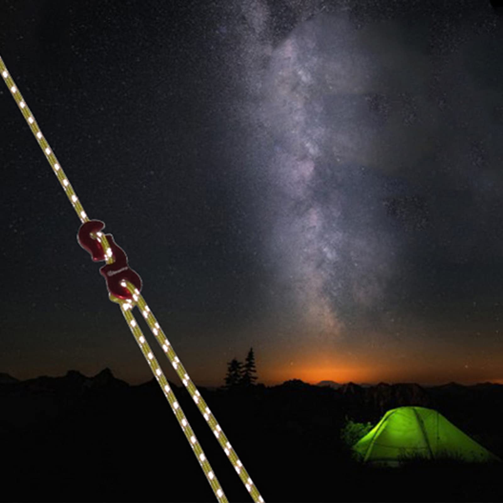 5 Pcs 13Ft Reflective Guyline With Tent Rope Tensioners High-Strength Tent Paracord Awning Aluminum Cord Adjuster Kit For Campin
