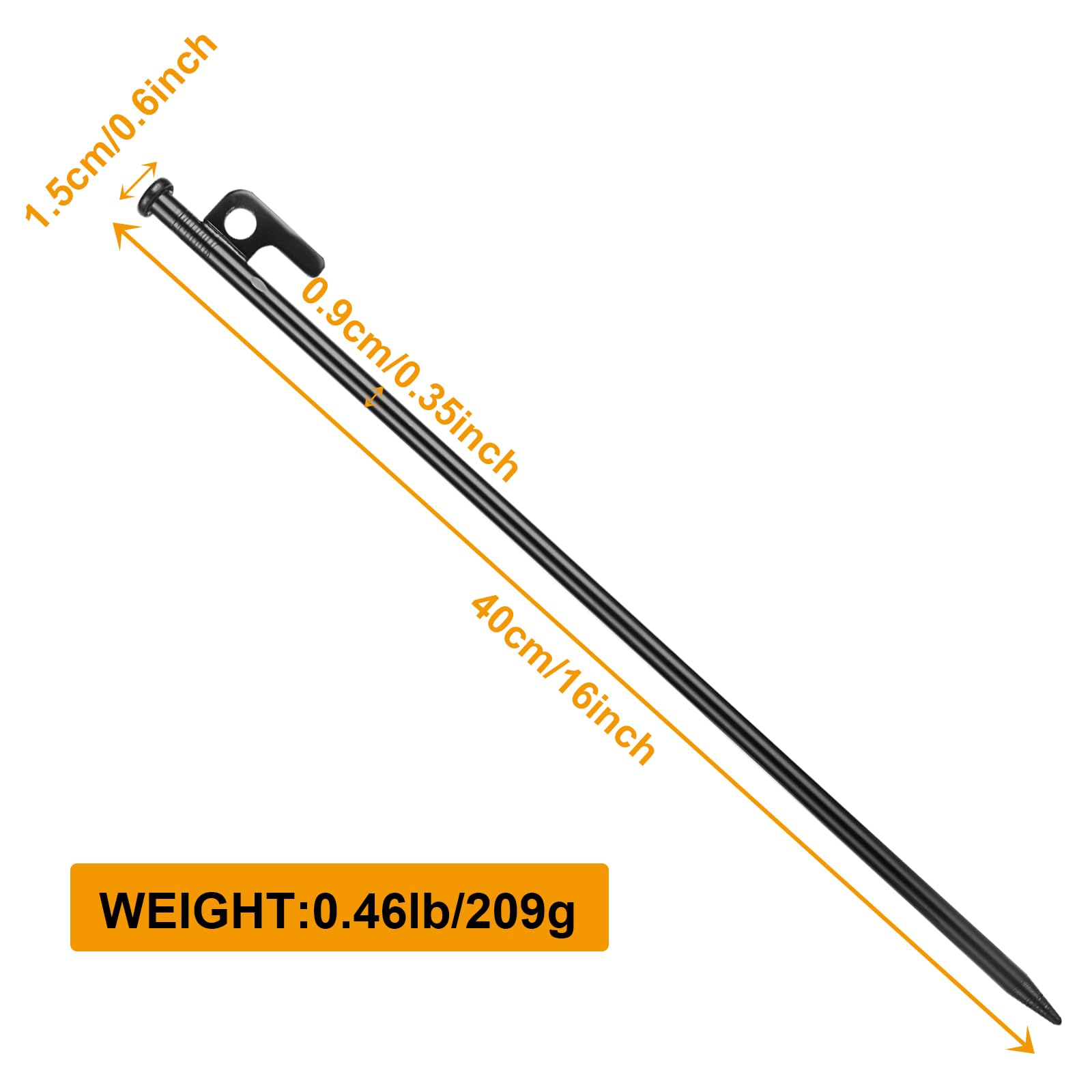 Abuff 12 Pcs 16 Inch Tent Stakes Heavy Duty Metal Tent Pegs