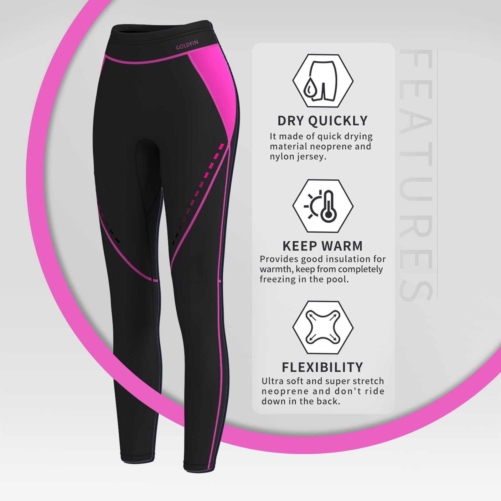 Goldfin Womens Wetsuit Pants, 2Mm Neoprene Pants Keep Warm For Diving Swimming Surfing Kayaking Boating (Black, 3Xl)