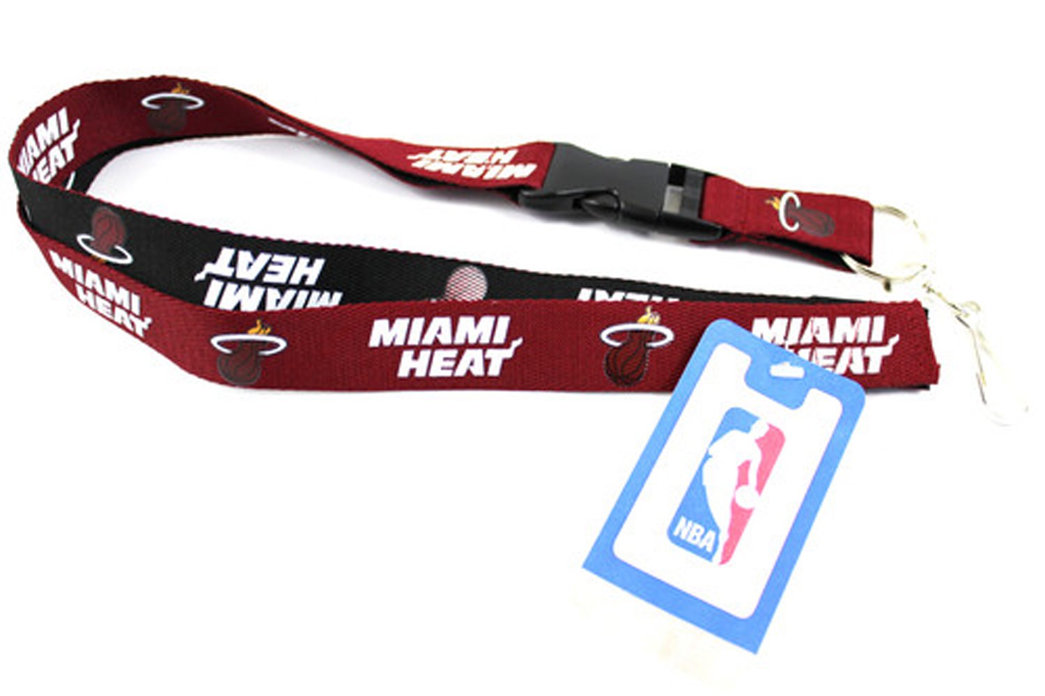 Nba Miami Heat Two Tone Lanyard With Detachable Key Ring And Breakaway Safety Closure