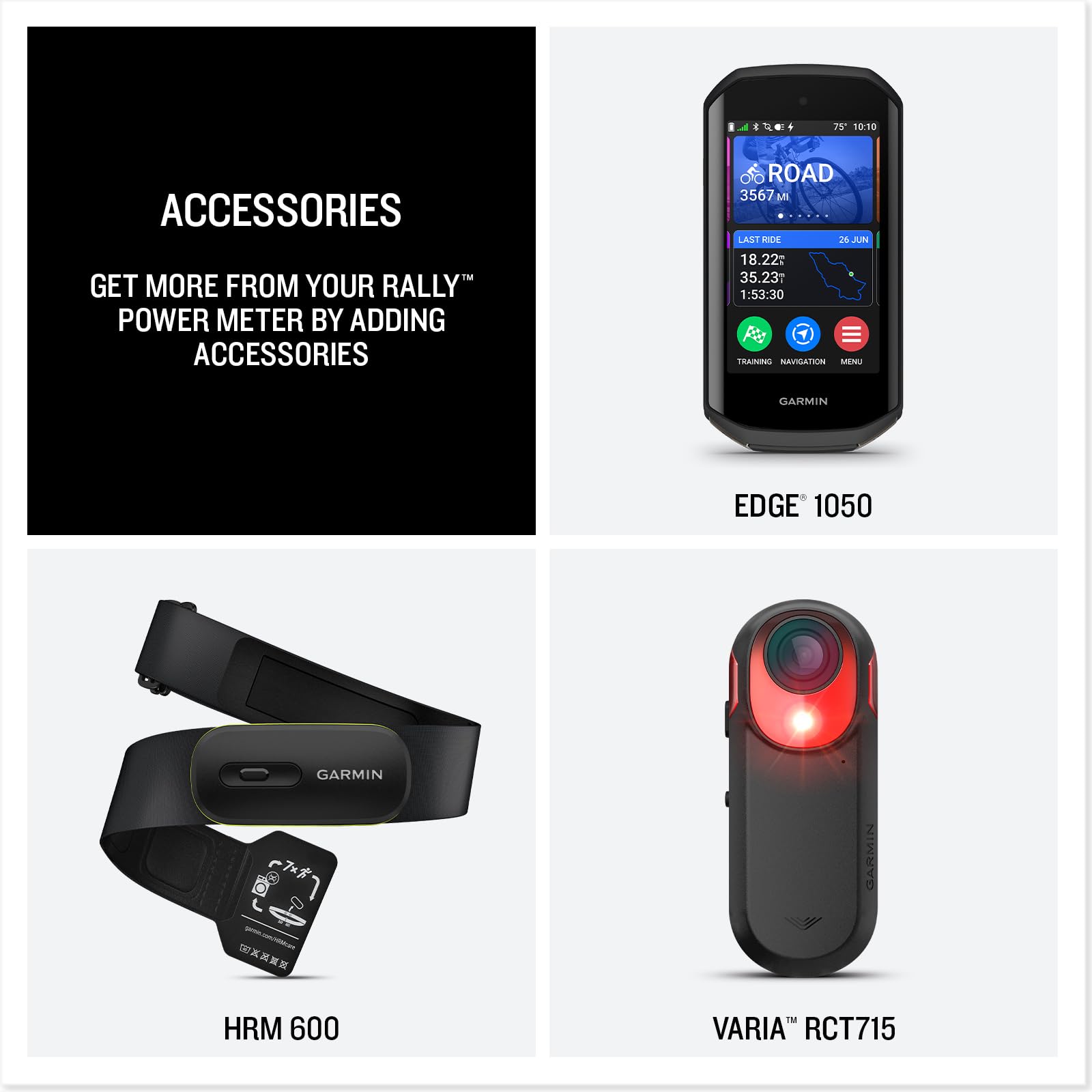 Garmin Rally RS/XC210, Dual-Sensing Power Meter Bundle Road and Off-Road Riding, Rechargeable, Easy-to-Transfer, with Cycling Dy