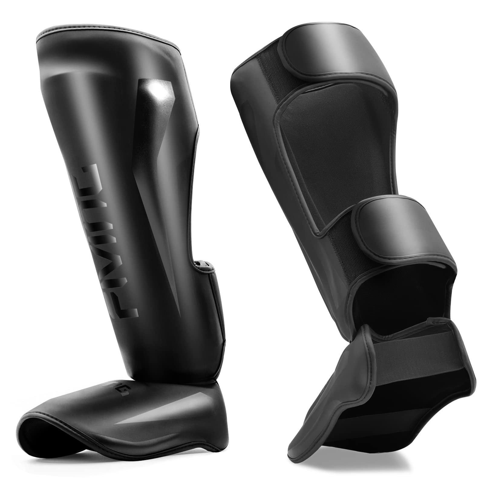 Fiving Mma Martial Arts Shin Guards - Padded, Adjustable Muay Thai Leg Guards With Instep Protection For Kickboxing/Mma Training