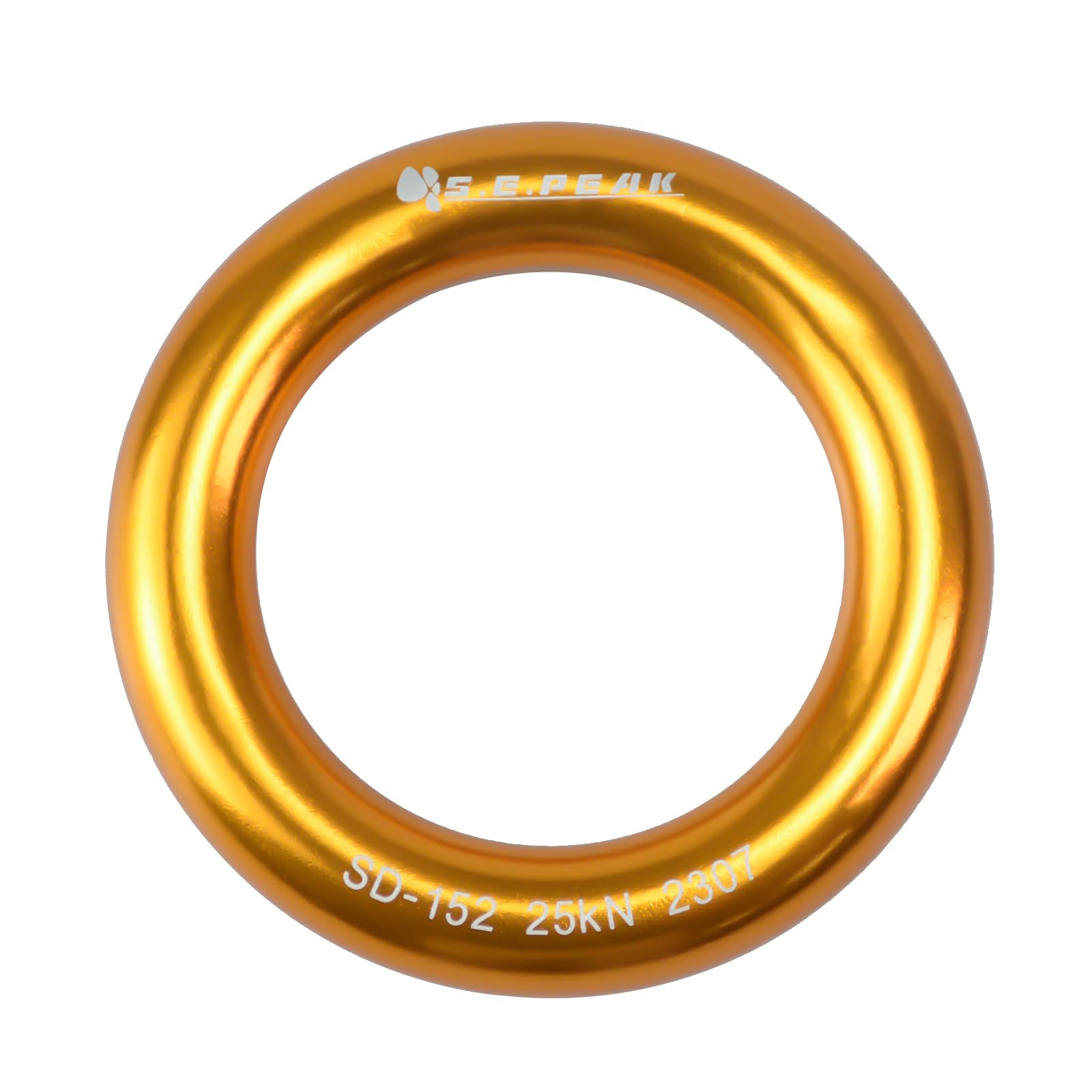 S.E.PEAK 25kN Aluminum Rappel Ring, Tension O-Ring, Connection for Rock Climbing, Arborist, Gold, Pack of 1