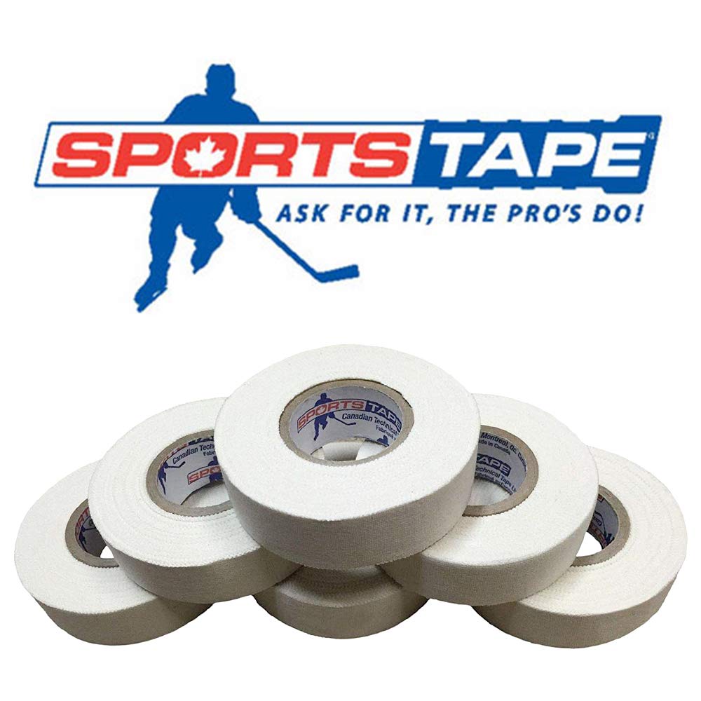 Sports Tape White Hockey Tape, 6 Rolls, 1 Inch Wide, 20 Yards Long (Cloth)