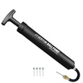 Ball Pump with Needle Storage in Handle - 5 Metal Needles, Flexible Hose - for Soccer, Basketball, Volleyball, Handball - Black