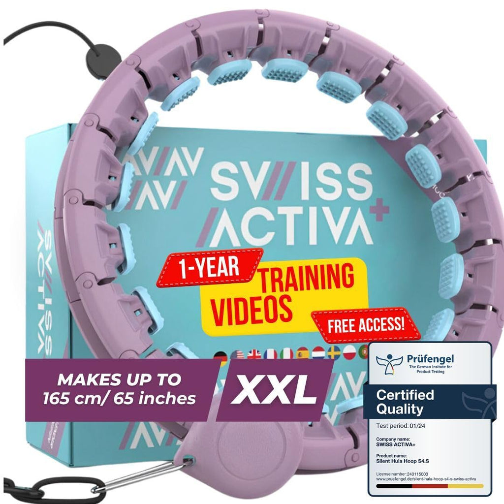 Swiss Activa+ S2 65 In Mproved Xl Size, Has 34 Comfort Links,Waist Size Up To 69-126 Cm |Infinity Hoop, Smart Weighted Hula Hoop