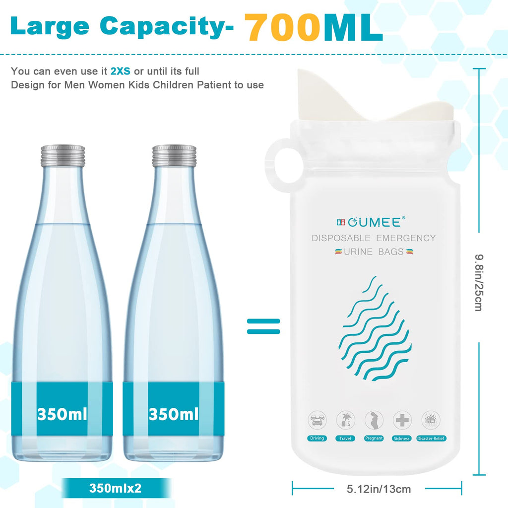 Oumee 12 Pack Emergency Disposable Urinal Bags, 700Ml Camping Pee Bags Unisex Urine Bag Vomit Bag For Travel Traffic Jam Portabl