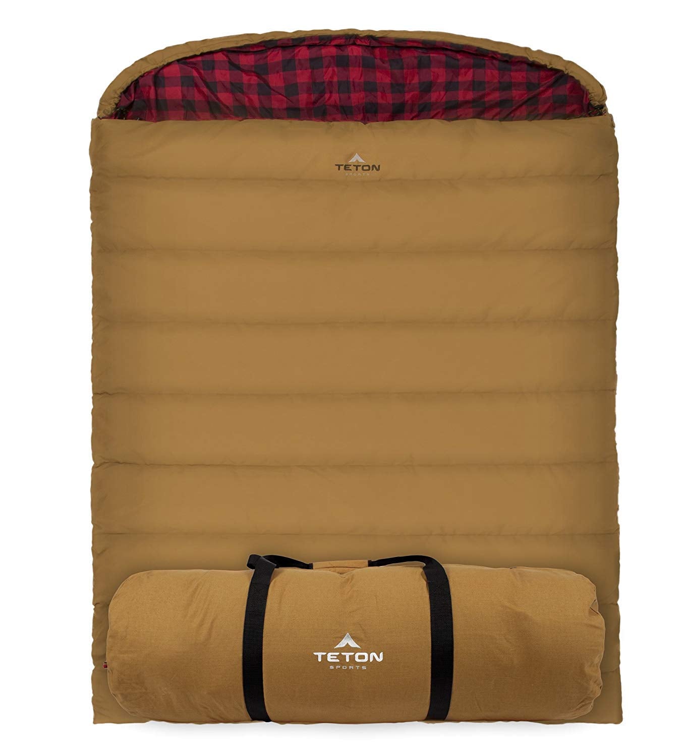 Teton Sports Canvas Mammoth Queen-Size Double Sleeping Bag; Warm And Comfortable For Family Camping , Brown Canvas, 94'' X 62''