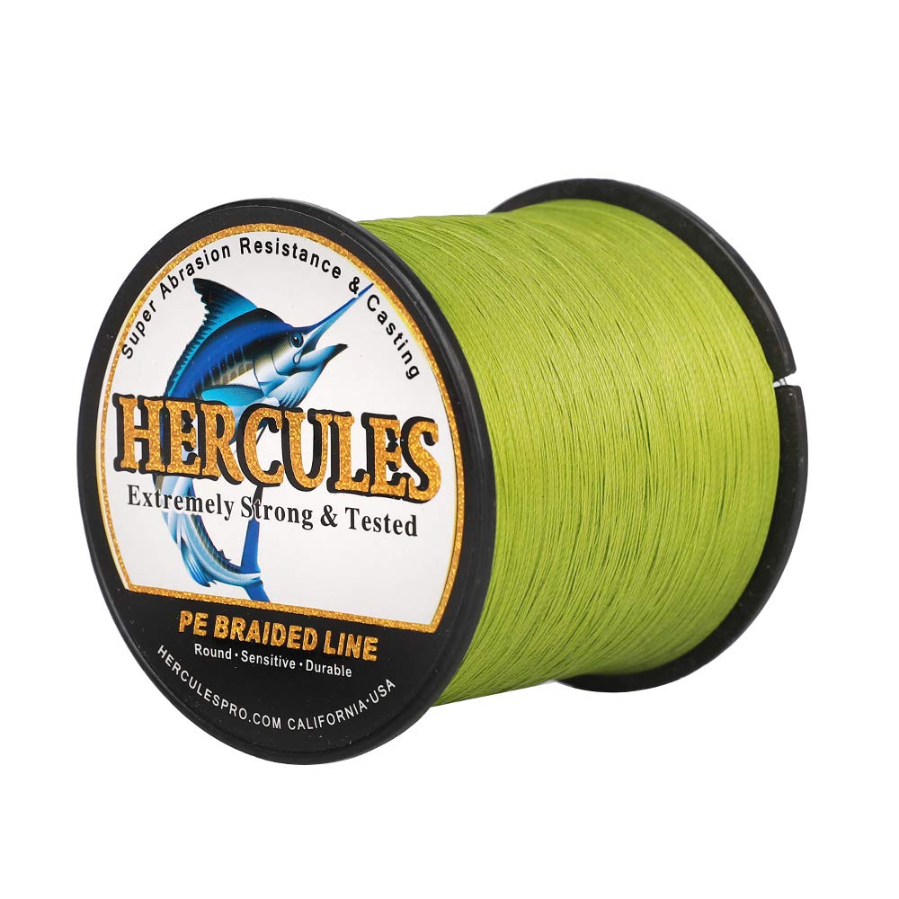 Hercules Braided Fishing Line 1500M 1640Yds 10Lbs-200Lbs Pe Superline 8 Strands (Army Green 15Lb/6.8Kg 0.16Mm)