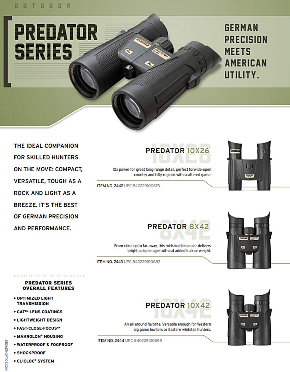 Steiner Predator Series Hunting Binoculars, 10X26