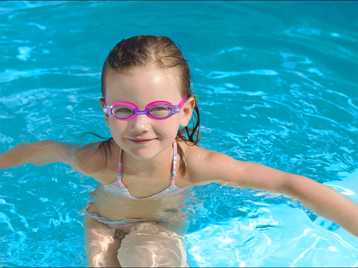 Zabert 2 Pack Girls Swim Goggles, Swimming Goggles For Girl Kids Toddler Youth Junior Children Child Age 3 4 5 6 7 8 9 10 11 12