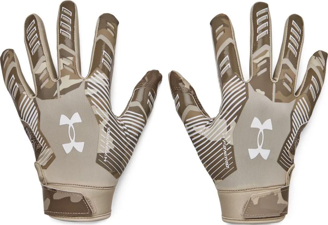 Under Armour Boys F9 Novelty Football Gloves, (289) Khaki Base / / White, Small
