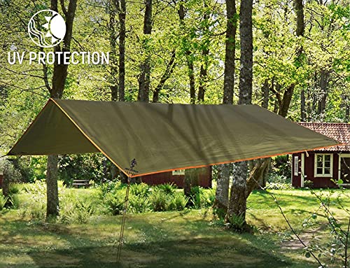 Free Soldier Waterproof Portable Tarp Multifunctional Outdoor Camping Traveling Awning Backpacking Tarp Shelter Rain Tarp(Simpli