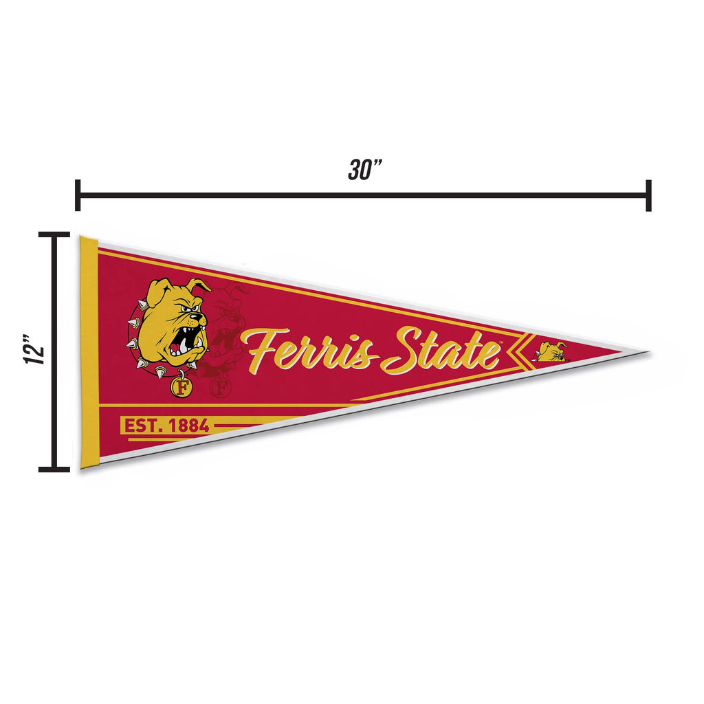 Rico Industries Ncaa Ferris State Bulldogs Classic 12'' X 30'' Felt Wall D  Cor Pennant - Great For Home/Bed Room/Man Cave D  Co