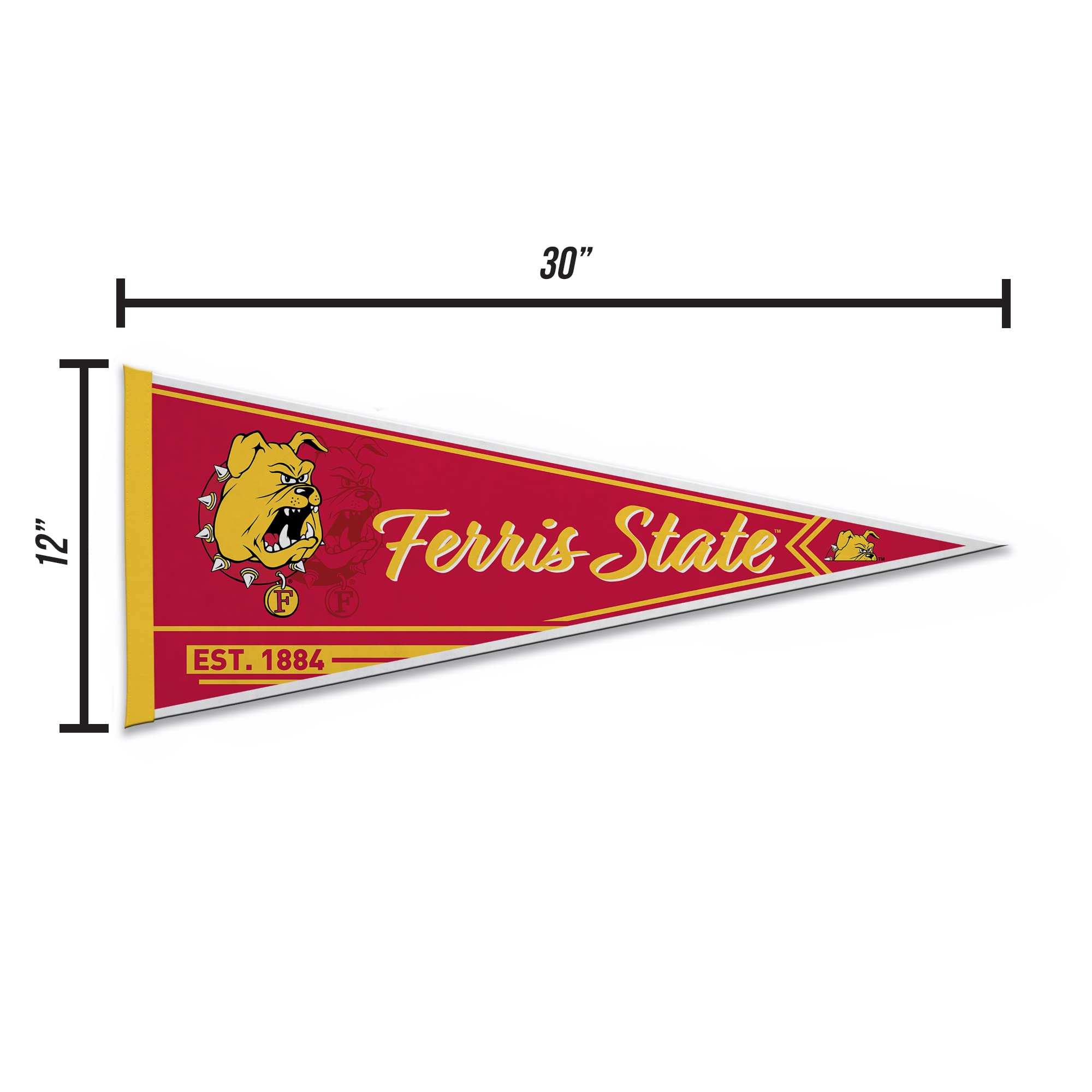 Rico Industries Ncaa Ferris State Bulldogs Classic 12'' X 30'' Felt Wall D  Cor Pennant - Great For Home/Bed Room/Man Cave D  Co