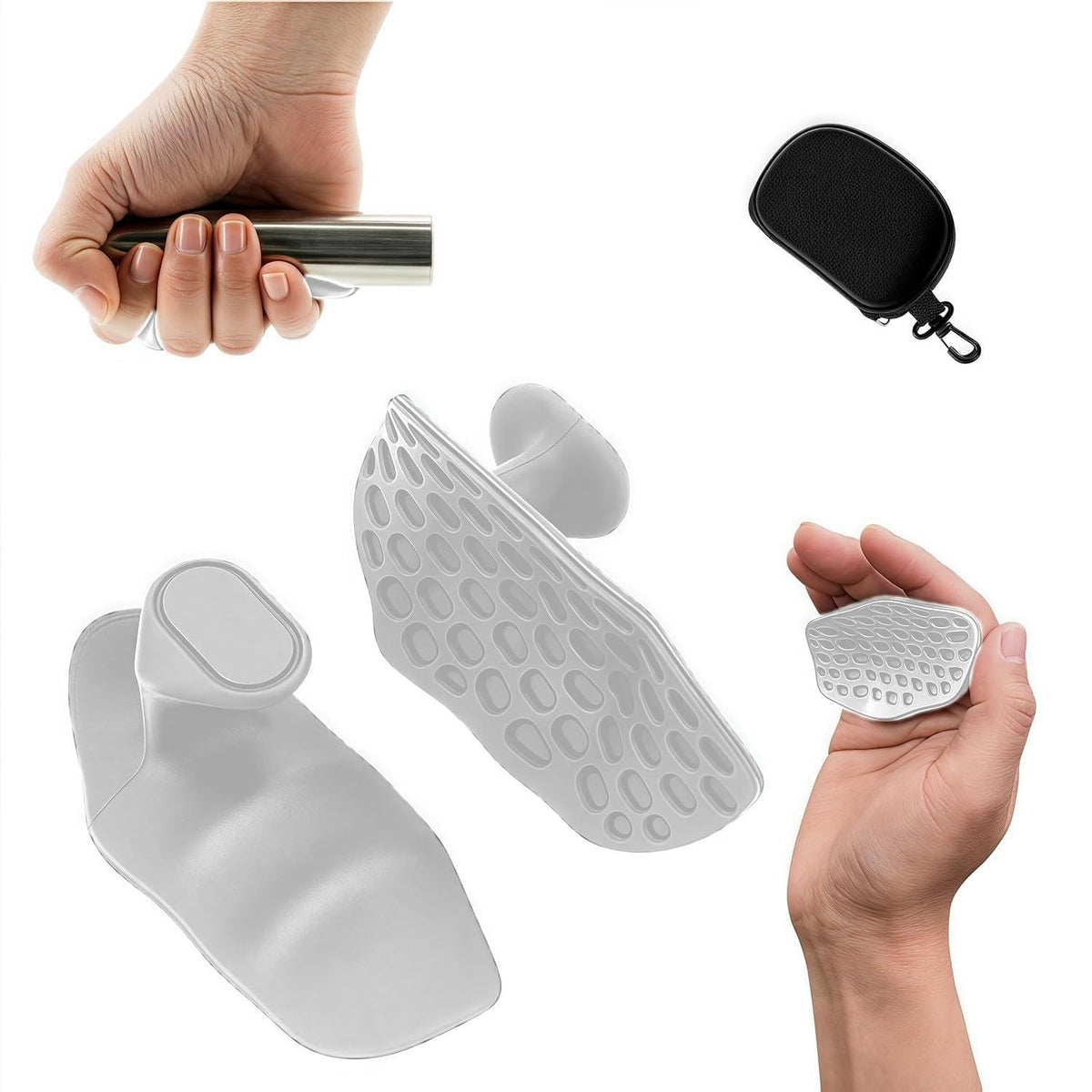 KARTASYA Rubber Gym Grips Fingerless Workout Hand Protector, Grey and Black, Ergonomic Design for Weight Lifting and PullUps, S