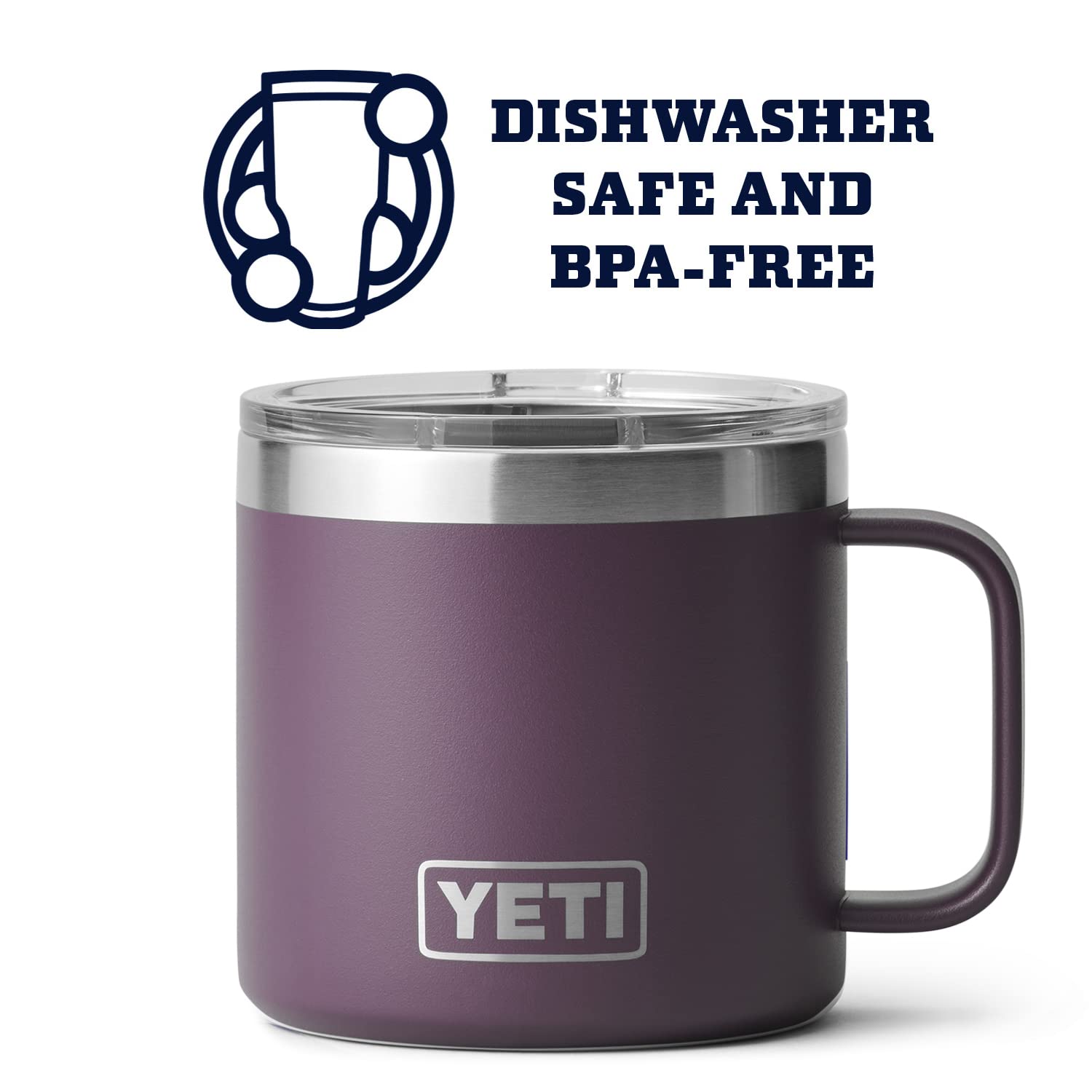 Yeti Stainless Steel Rambler Drinking_Cup, Vacuum Insulated, With Magslider Lid, 14 Ounces, Nordic Purple