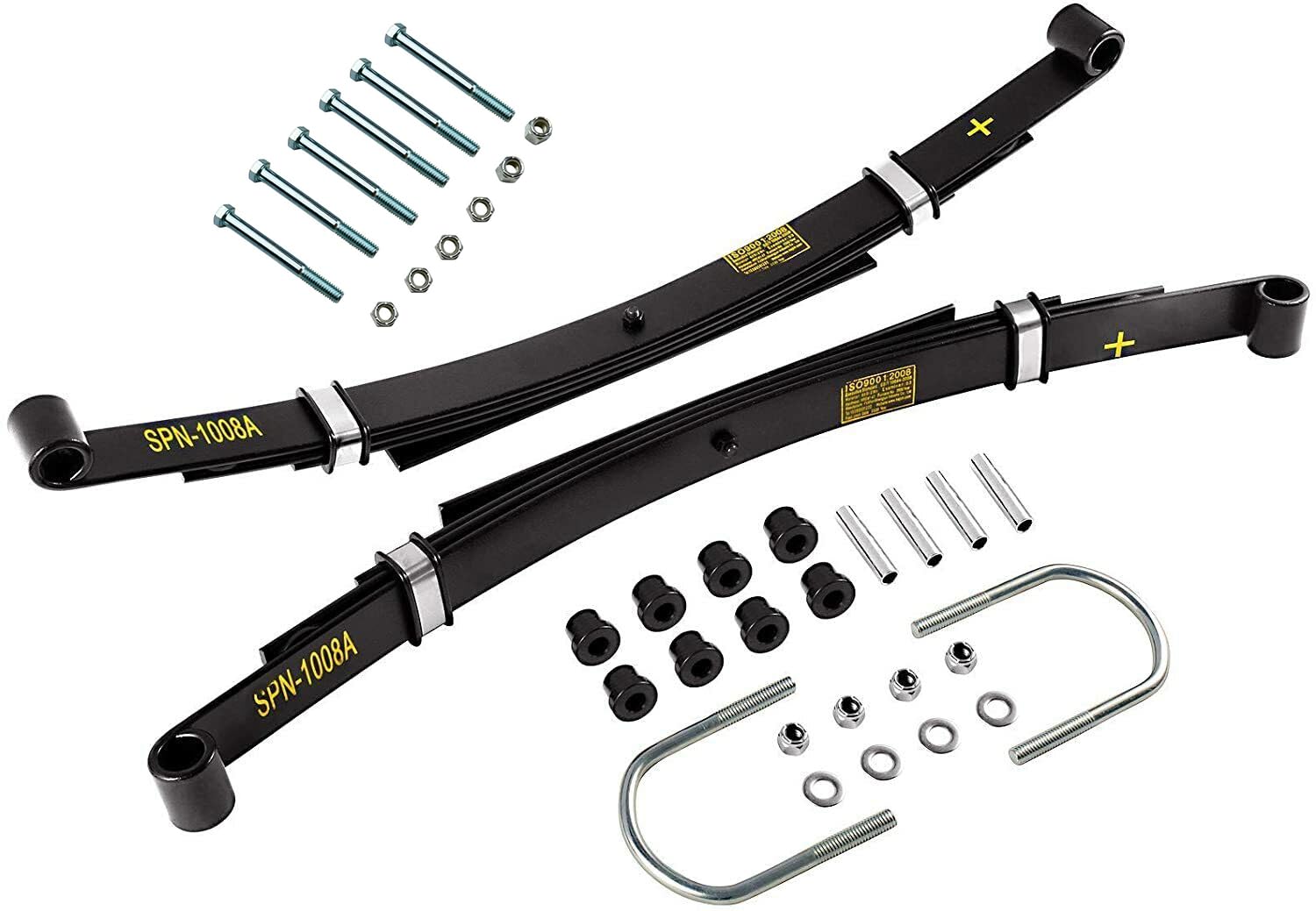 Huskey Parts Company Heavy Duty Rear Leaf Springs For Club Car Ds Golf Cart 1982+ (4 Leafsset Of 2), Bushing Kits & U Bolt Kits